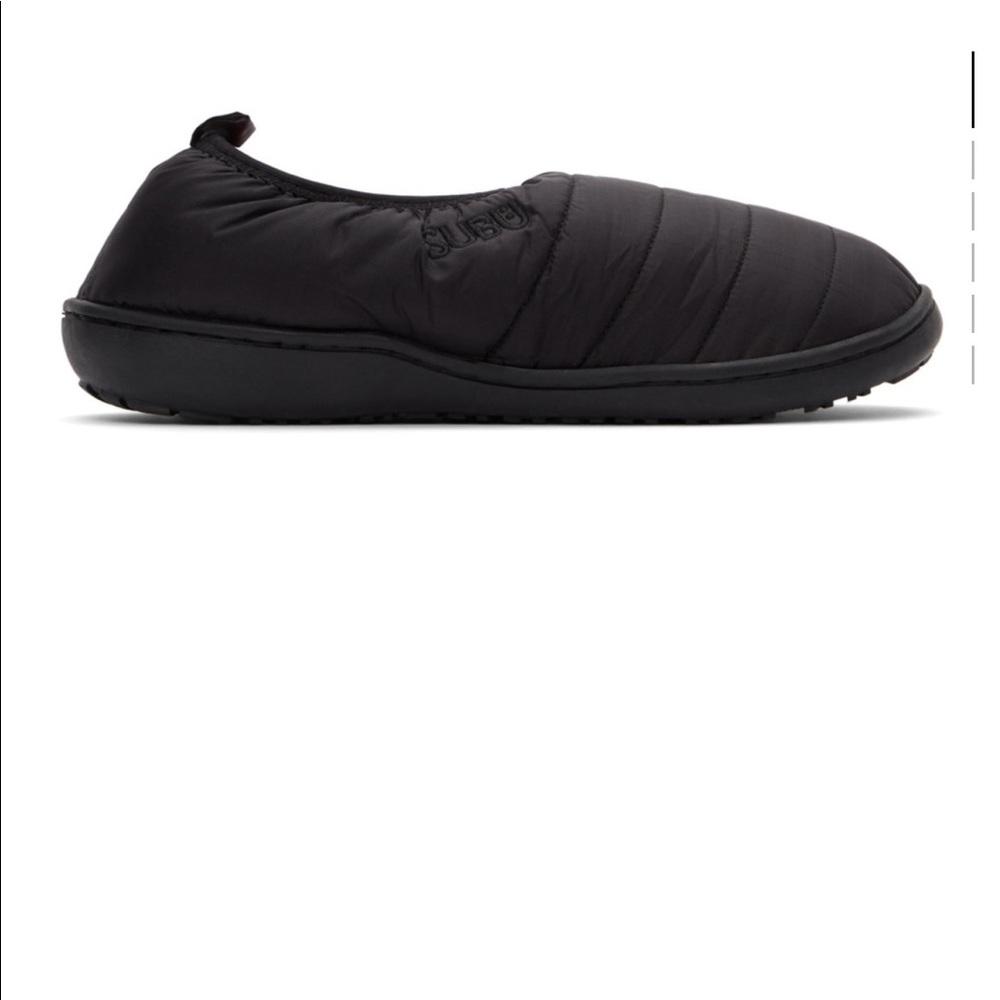 Subu Black Quilted Packable Slippers. Fits mens 6.5-8